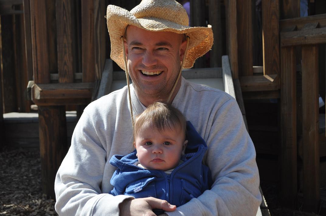 Dad and Jake on slide 