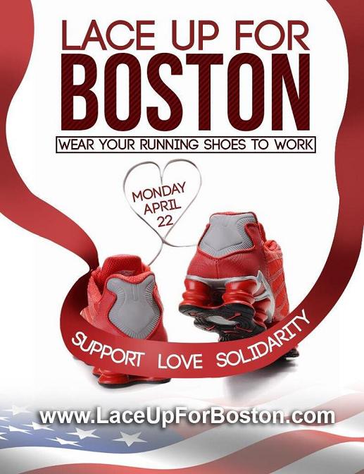 Lace Up For Boston is Monday, April 22-wear running shoes