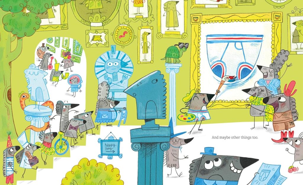 Hedgehogs Don’t Wear Underwear is illustrated book gold. It’s visually fun, lyrically funny and runs with energy that few books have.