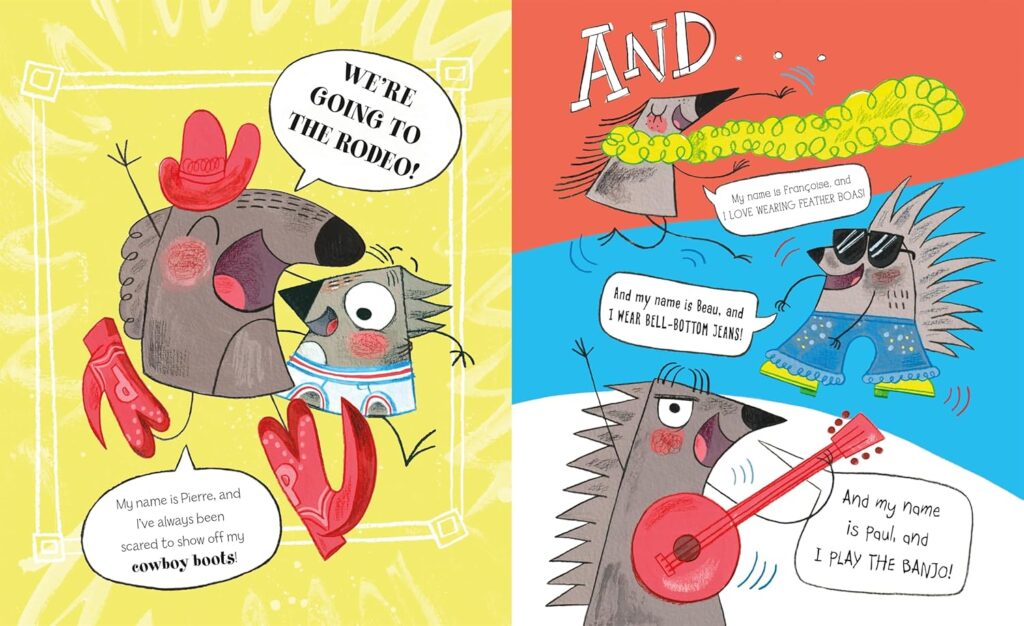 Hedgehogs Don’t Wear Underwear is illustrated book gold. It’s visually fun, lyrically funny and runs with energy that few books have.