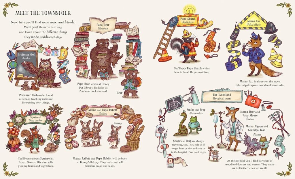 It’s Busy Down in the Woods Today is a seek-and-find book in Brown Bear Wood series, but offers a homespun, poetic twist for ages two to six.