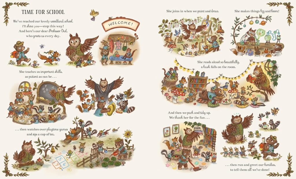 It’s Busy Down in the Woods Today is a seek-and-find book in Brown Bear Wood series, but offers a homespun, poetic twist for ages two to six.