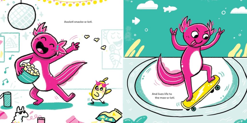 Axolotl and Axolittle is a picture book with big, cute characters, who are small in real life, but pack a powerful punch that softly teaches amongst the laughs. .