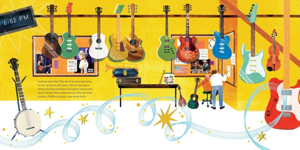 Howdy! Welcome to the Grand Ole Opry is an illustrated book that uses mixed media and short text to be effortlessly entertaining