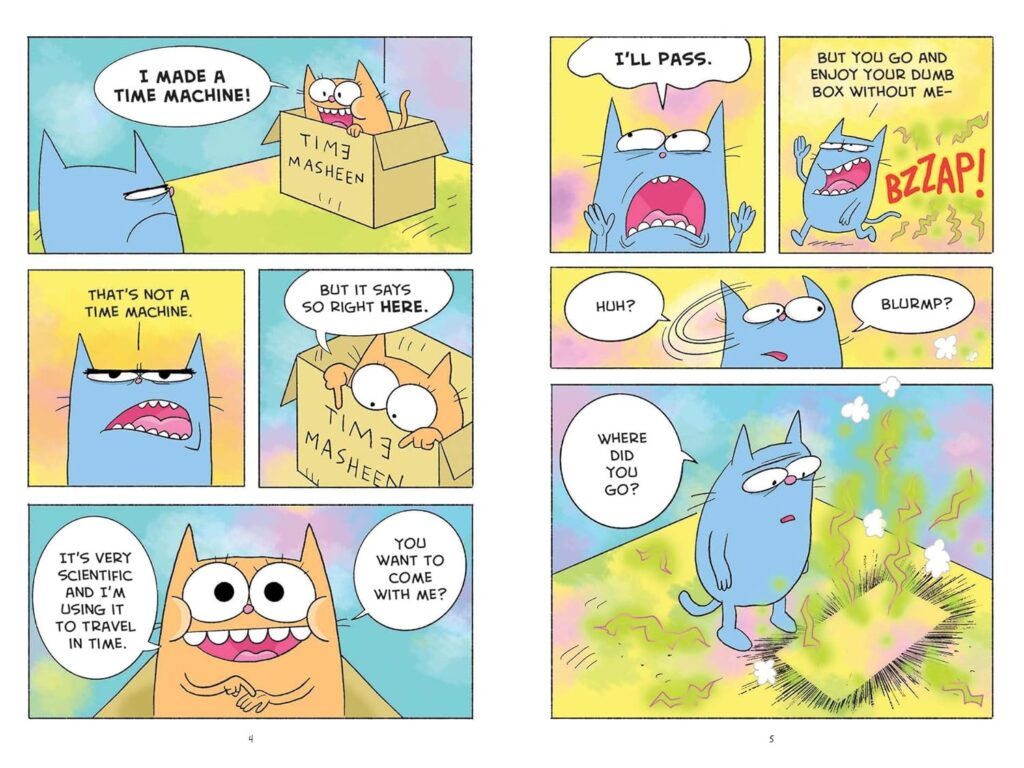 A Blurmp in Time unhinges Catwad’s friend in a time-traveling graphic novel (that kids will want to read) for ages seven and up.