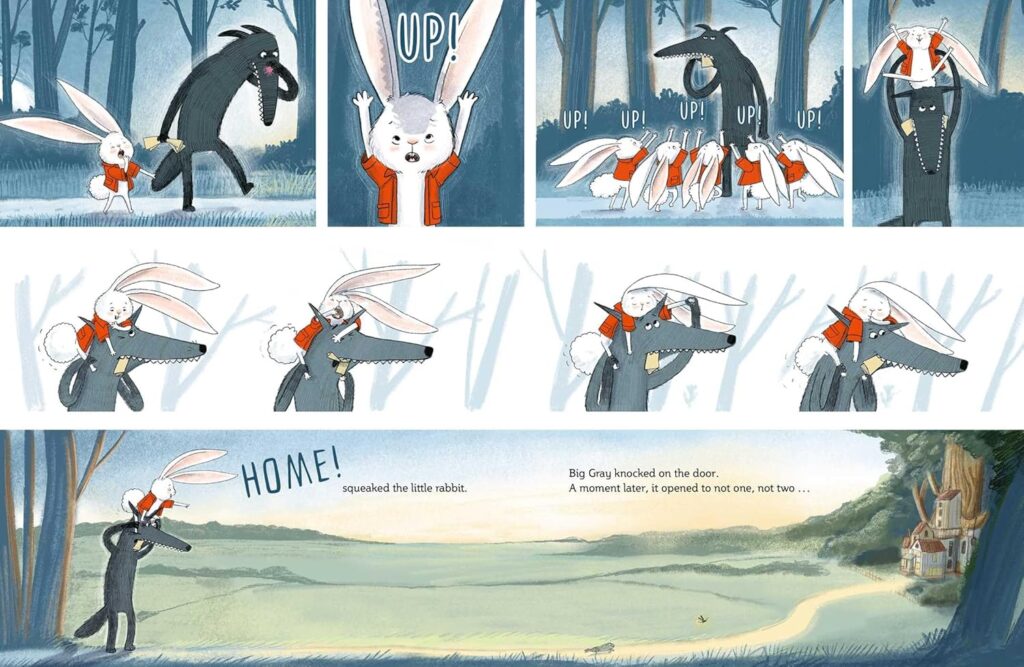 What’s For Dinner? takes the wolf in forest, adds more humor, fish out of water sensibilities, cartoon-detailed art and a side order of cute.