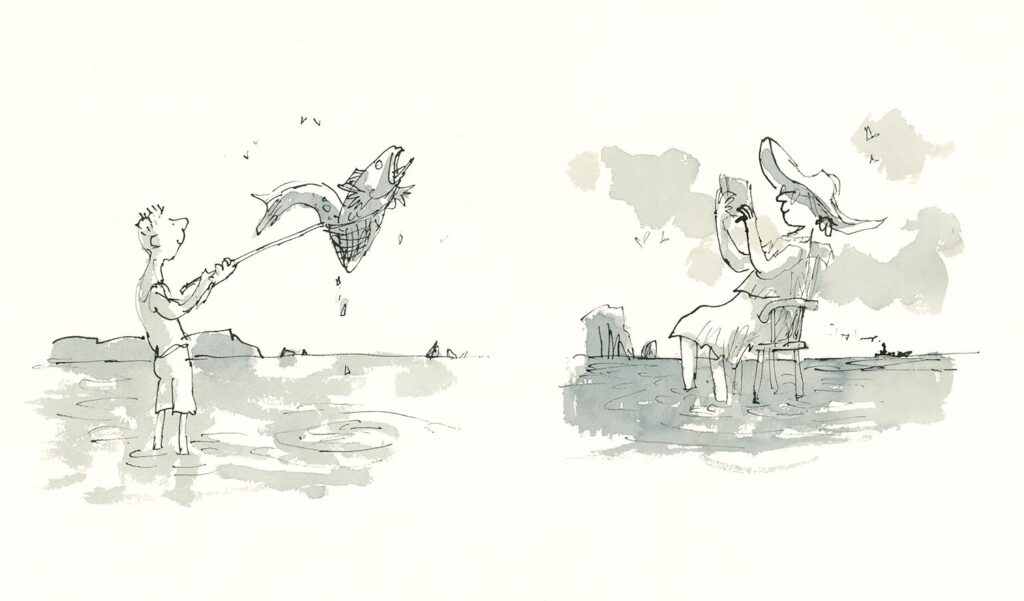 Quentin Blake’s Fantastic Journey features new art from the classic illustrator that’s not burdened by the small space of a book cover.