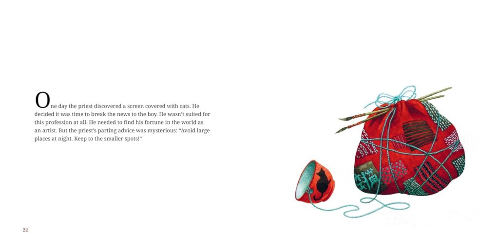 The Boy Who Drew Cats: A Japanese Folktale uses gorgeous illustrations of cats, temples and an epic quest to make a 100 year old story feel alive.