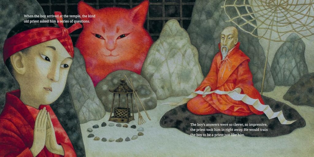 The Boy Who Drew Cats: A Japanese Folktale uses gorgeous illustrations of cats, temples and an epic quest to make a 100 year old story feel alive.