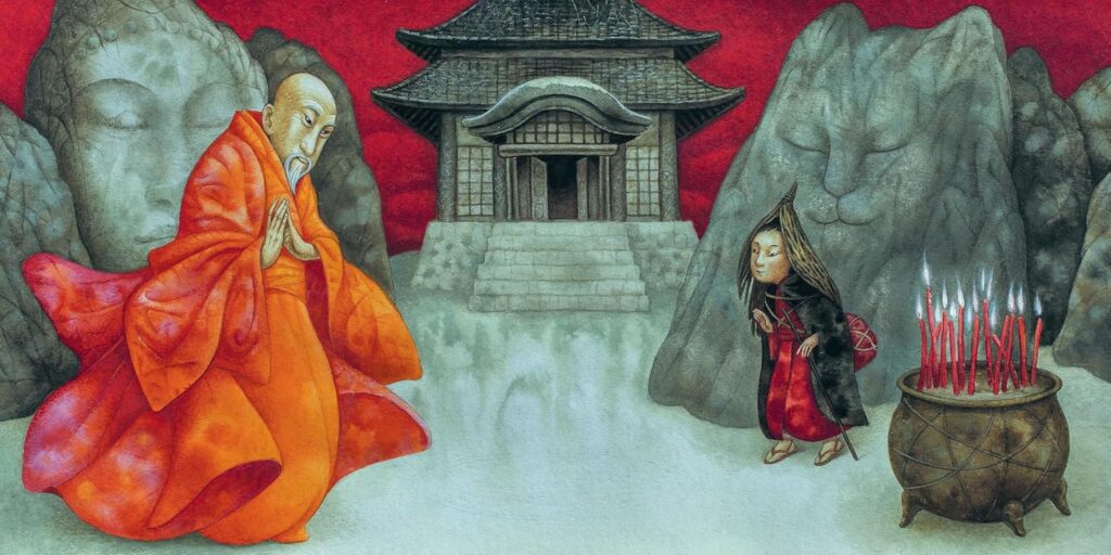 The Boy Who Drew Cats: A Japanese Folktale uses gorgeous illustrations of cats, temples and an epic quest to make a 100 year old story feel alive.