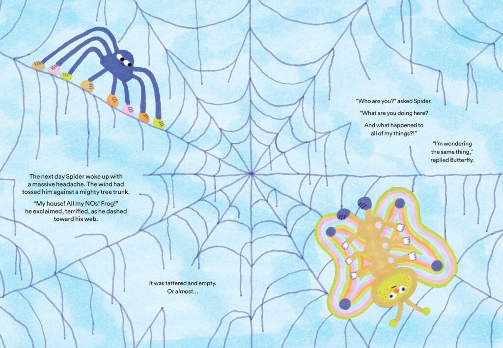 No, No, No is a sublime illustrated book that uses gorgeous art and a very simple premise that allows young audiences to become aware of un-needed variables around us.