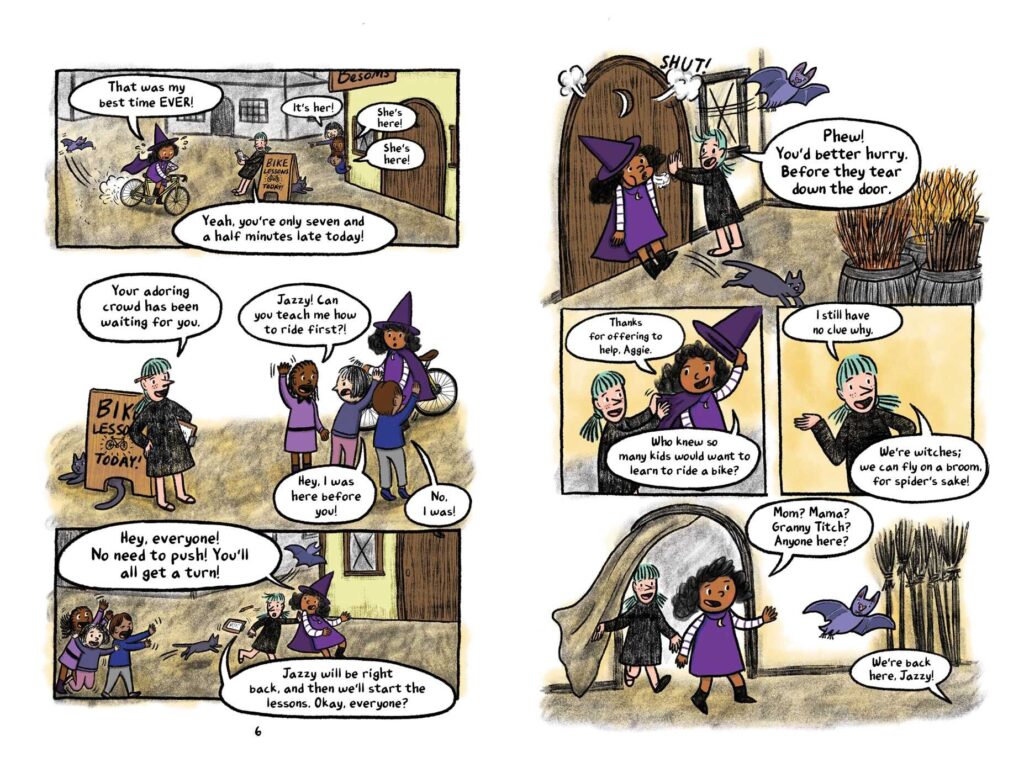Jazzy the Witch in Friend Fiasco is the second in a very cute graphic novel series for early elementary school and up with puns, action and a soft lesson or two.