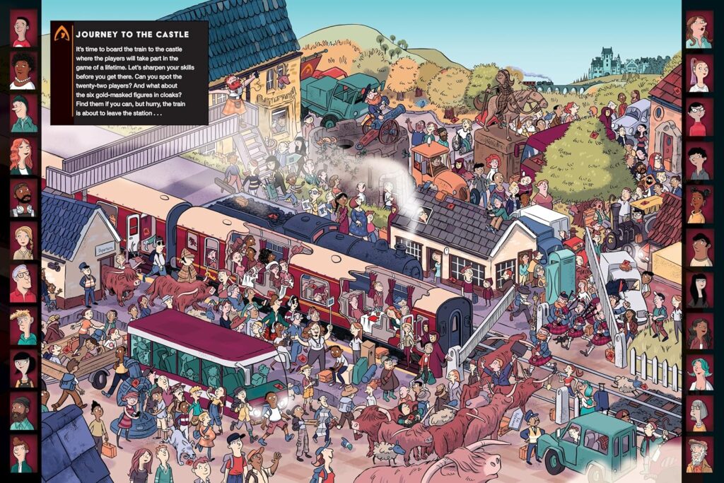The Traitors: The Official Search & Find is for the older, superfans of the show. The minute illustrations will entertain them, but the directions are too complex.